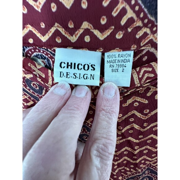 CHICO'S DESIGN Rayon Wrap Midi Skirt 2 Large Aztec Southwestern Print Rust - Picture 6 of 6